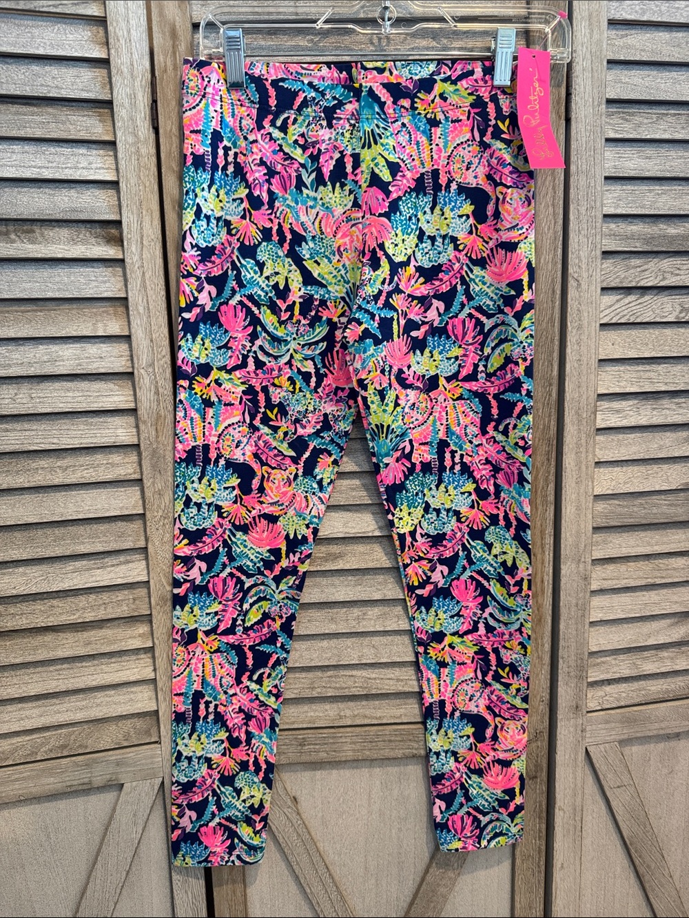 Lilly Pulitzer Girls Leggings with Pink, Green & Blue Floral Print